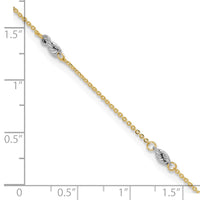 14K Two-tone Fancy 9in Plus 1in Ext Anklet-ANK271-9