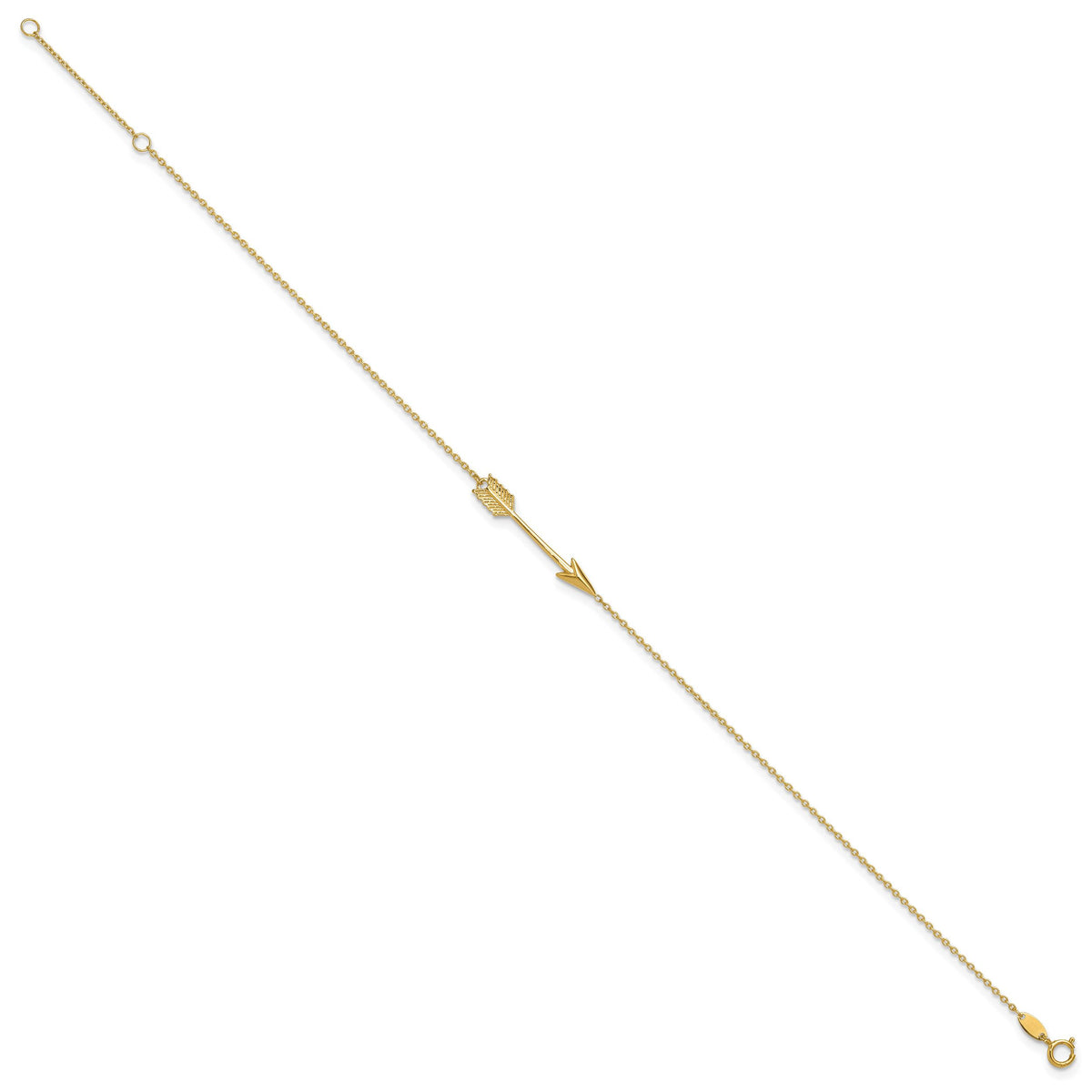 14K Polished Arrow 10in Plus 1in ext. Anklet-ANK275-10