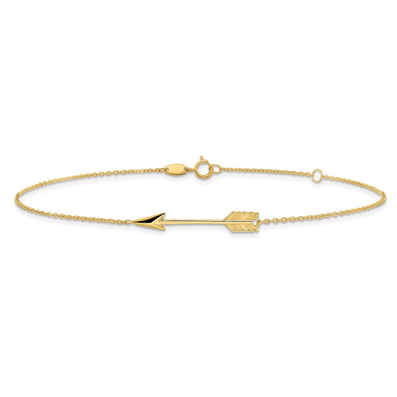 14K Polished Arrow 9in Plus 1in ext. Anklet-ANK275-9