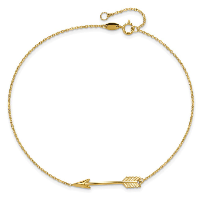 14K Polished Arrow 9in Plus 1in ext. Anklet-ANK275-9