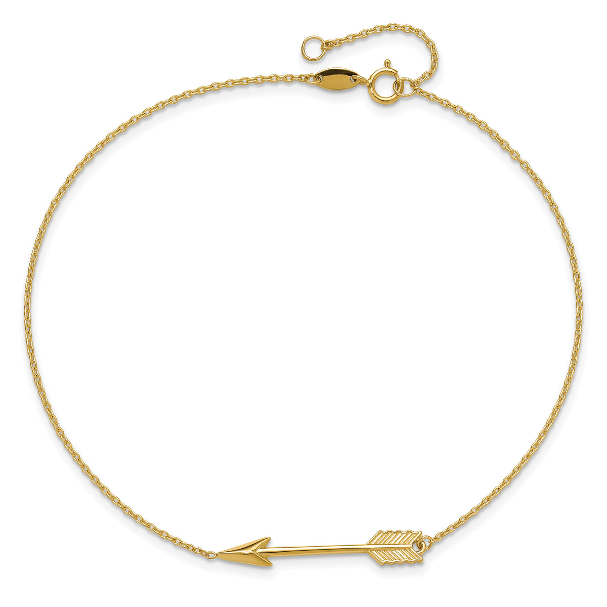 14K Polished Arrow 10in Plus 1in ext. Anklet-ANK275-10