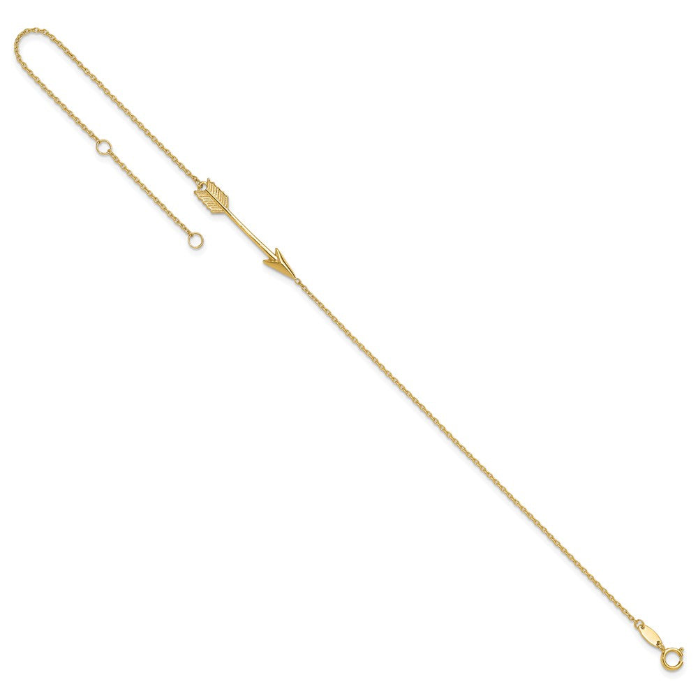 14K Polished Arrow 9in Plus 1in ext. Anklet-ANK275-9