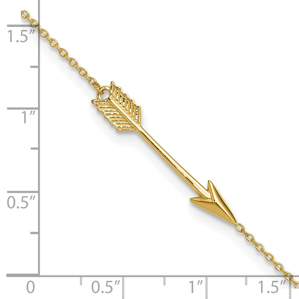 14K Polished Arrow 9in Plus 1in ext. Anklet-ANK275-9