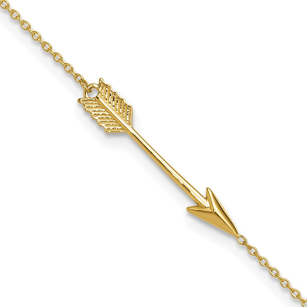 14K Polished Arrow 9in Plus 1in ext. Anklet-ANK275-9