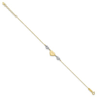 14K Two Tone Puffed LOVE Heart & D/C Hearts Bracelet-ANK276-7