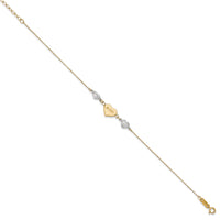 14K Two Tone Puffed LOVE Heart & D/C Hearts Bracelet-ANK276-7