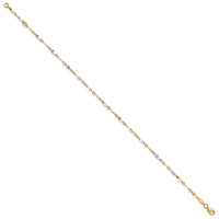14K Two-Tone Polished 9in Plus 1in ext. Anklet-ANK280-10
