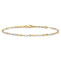 14K Two-Tone Polished 9in Plus 1in ext. Anklet-ANK280-10