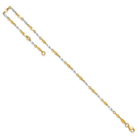 14K Two-Tone Polished 9in Plus 1in ext. Anklet-ANK280-10
