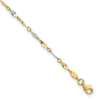 14K Two-Tone Polished 9in Plus 1in ext. Anklet-ANK280-10