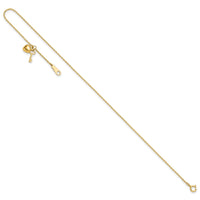 14k Gold Heart and Key 9in Plus 1in ext. Anklet-ANK289-10