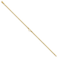 14k Polished Open-Heart 10inch Anklet-ANK29-10