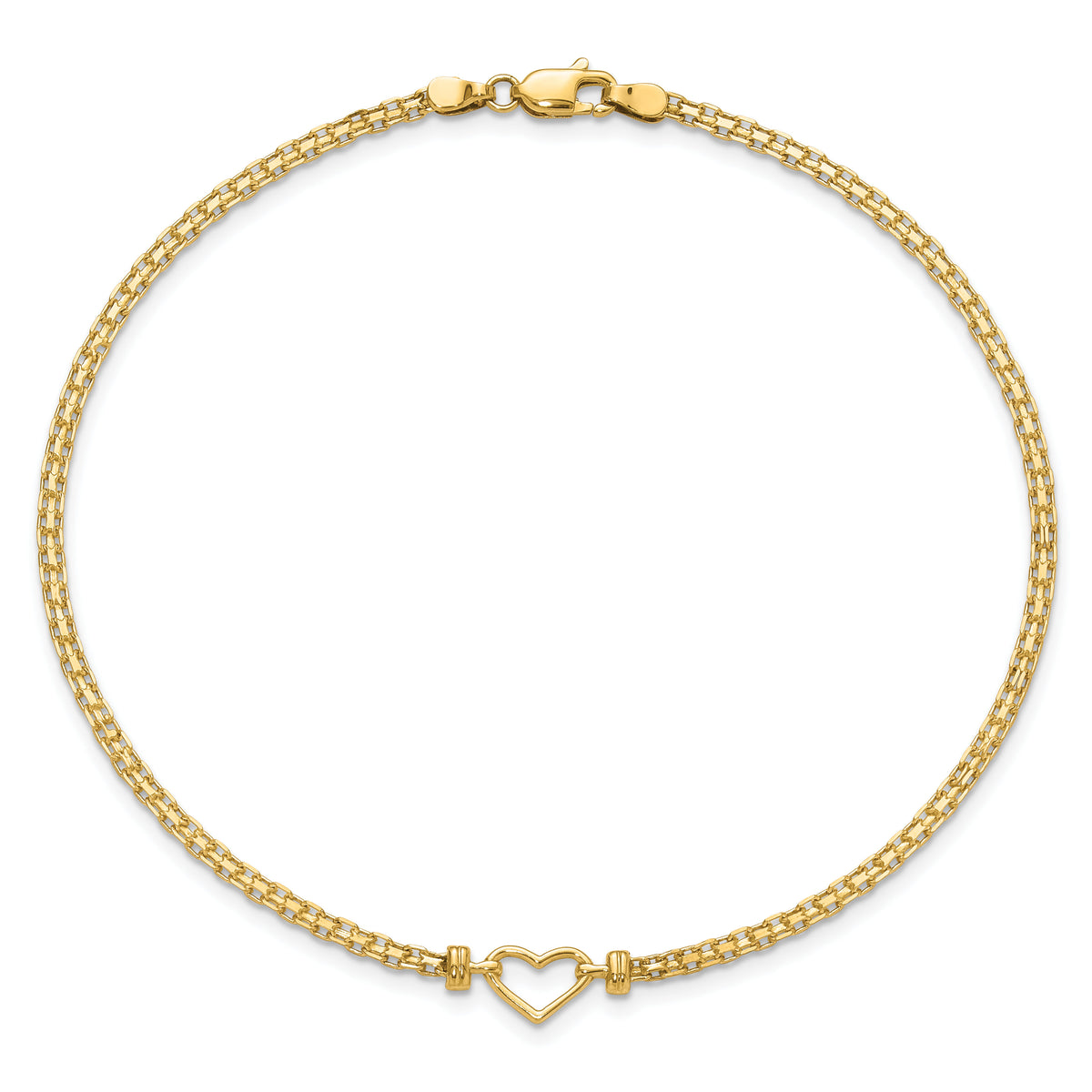 14k Fancy Heart 9inch Anklet-ANK29-9