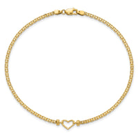 14k Fancy Heart 9inch Anklet-ANK29-9
