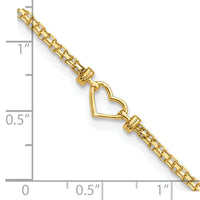 14k Polished Open-Heart 10inch Anklet-ANK29-10