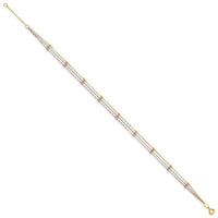 14k Tri-color 3-Strand Diamond-cut Beaded 9in Plus 1in ext Anklet-ANK290-10