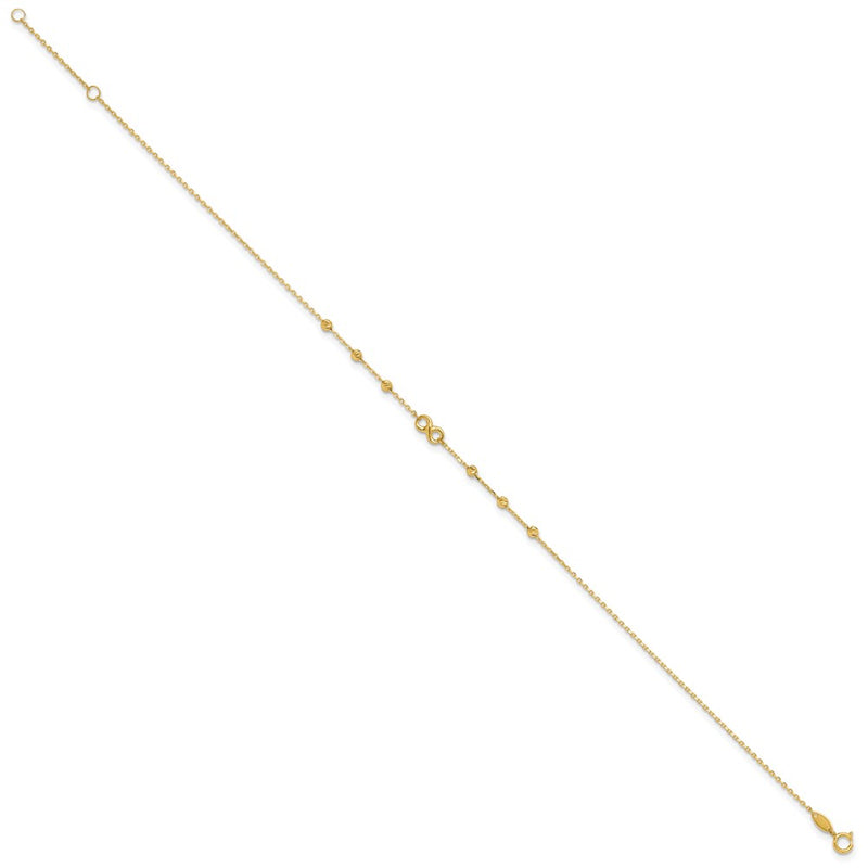 14K Infinity Symbol 10in Plus 1in ext. Anklet-ANK296-10