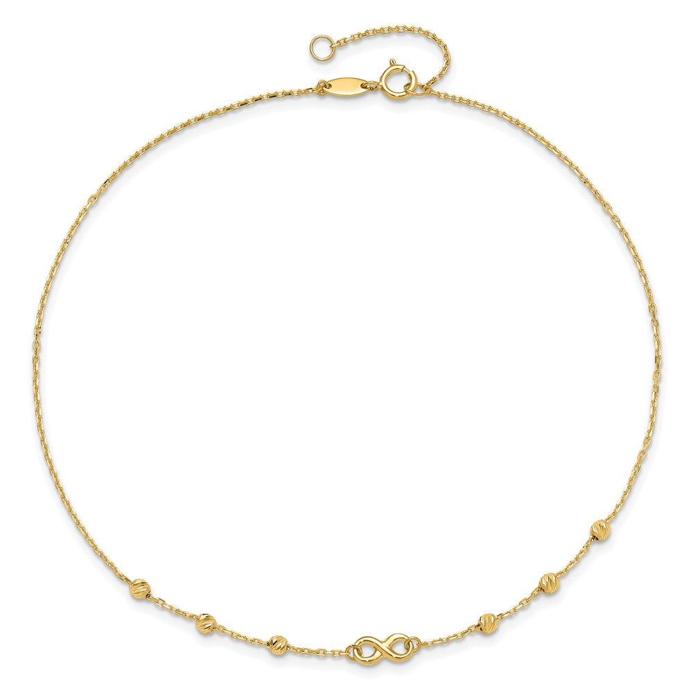 14K Infinity Symbol 10in Plus 1in ext. Anklet-ANK296-10