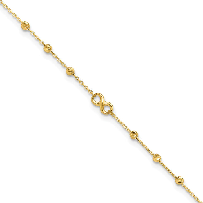 14K Infinity Symbol 10in Plus 1in ext. Anklet-ANK296-10