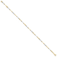 14k Two-Tone Polished Link 9.0 Plus 1in ext. Anklet-ANK298-10