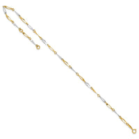 14k Two-Tone Polished Link 9.0 Plus 1in ext. Anklet-ANK298-10