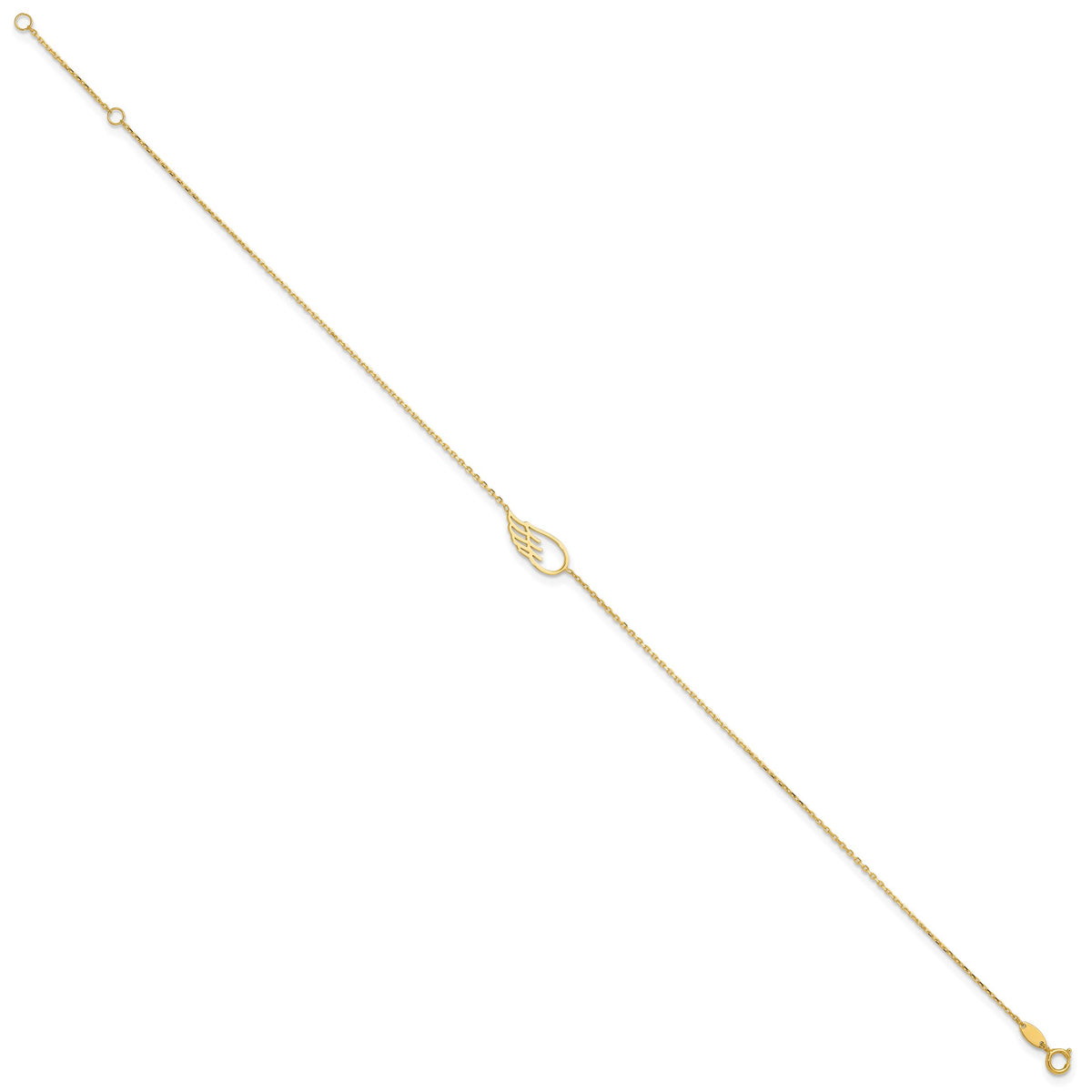 14K Wing 10in Plus 1in ext. Anklet-ANK299-10