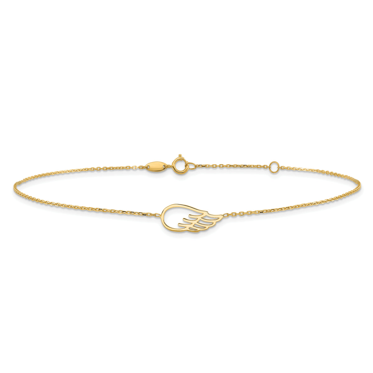 14K Wing 10in Plus 1in ext. Anklet-ANK299-10