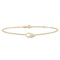 14K Wing 10in Plus 1in ext. Anklet-ANK299-10