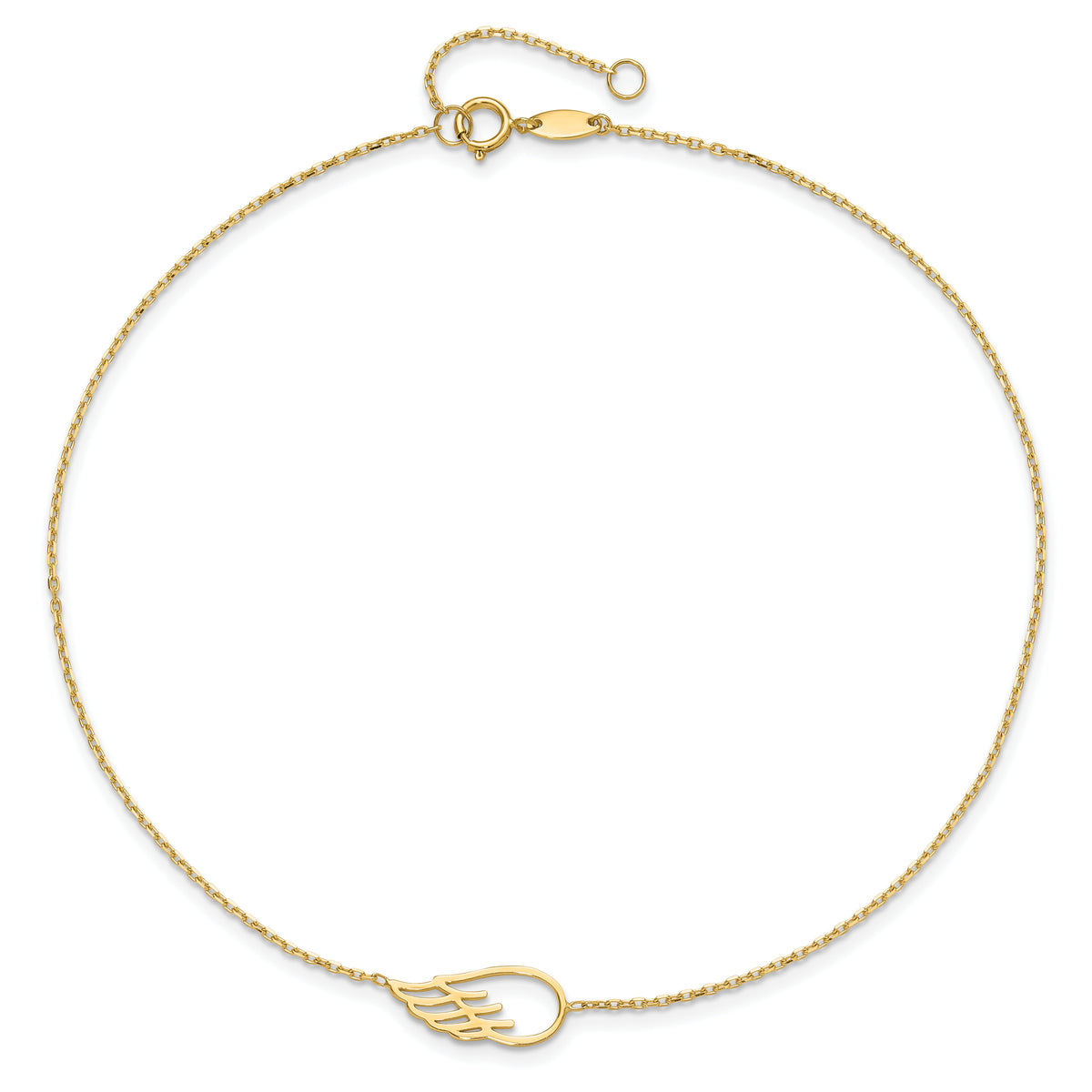 14K Wing 10in Plus 1in ext. Anklet-ANK299-10