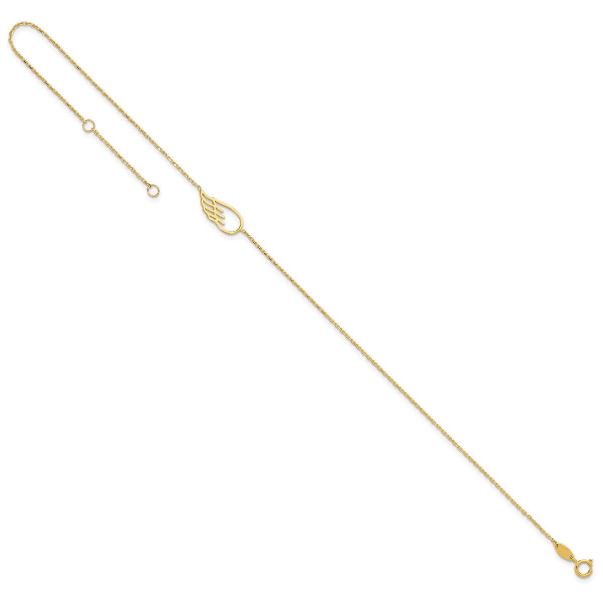 14K Wing 10in Plus 1in ext. Anklet-ANK299-10