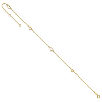 14K Heart 10in Plus 1in ext. Anklet-ANK300-10