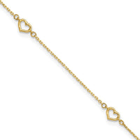 14K Heart 10in Plus 1in ext. Anklet-ANK300-10