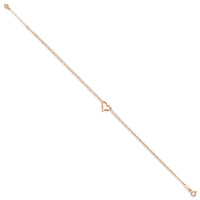 14k Rose Gold Double Strand Heart 9in Plus 1in Ext Anklet-ANK309-9