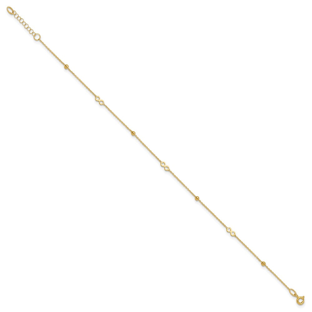 14K Polished Infinity 9in Plus 1in ext Anklet-ANK315-9