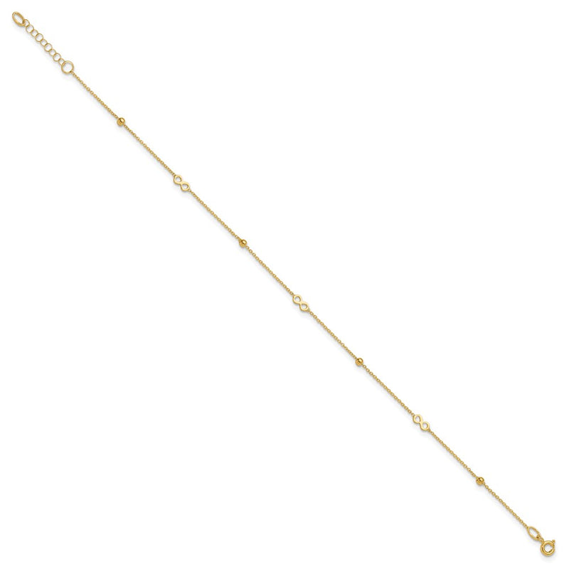 14K Polished Infinity 9in Plus 1in ext Anklet-ANK315-9