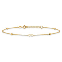 14K Polished Infinity 9in Plus 1in ext Anklet-ANK315-9