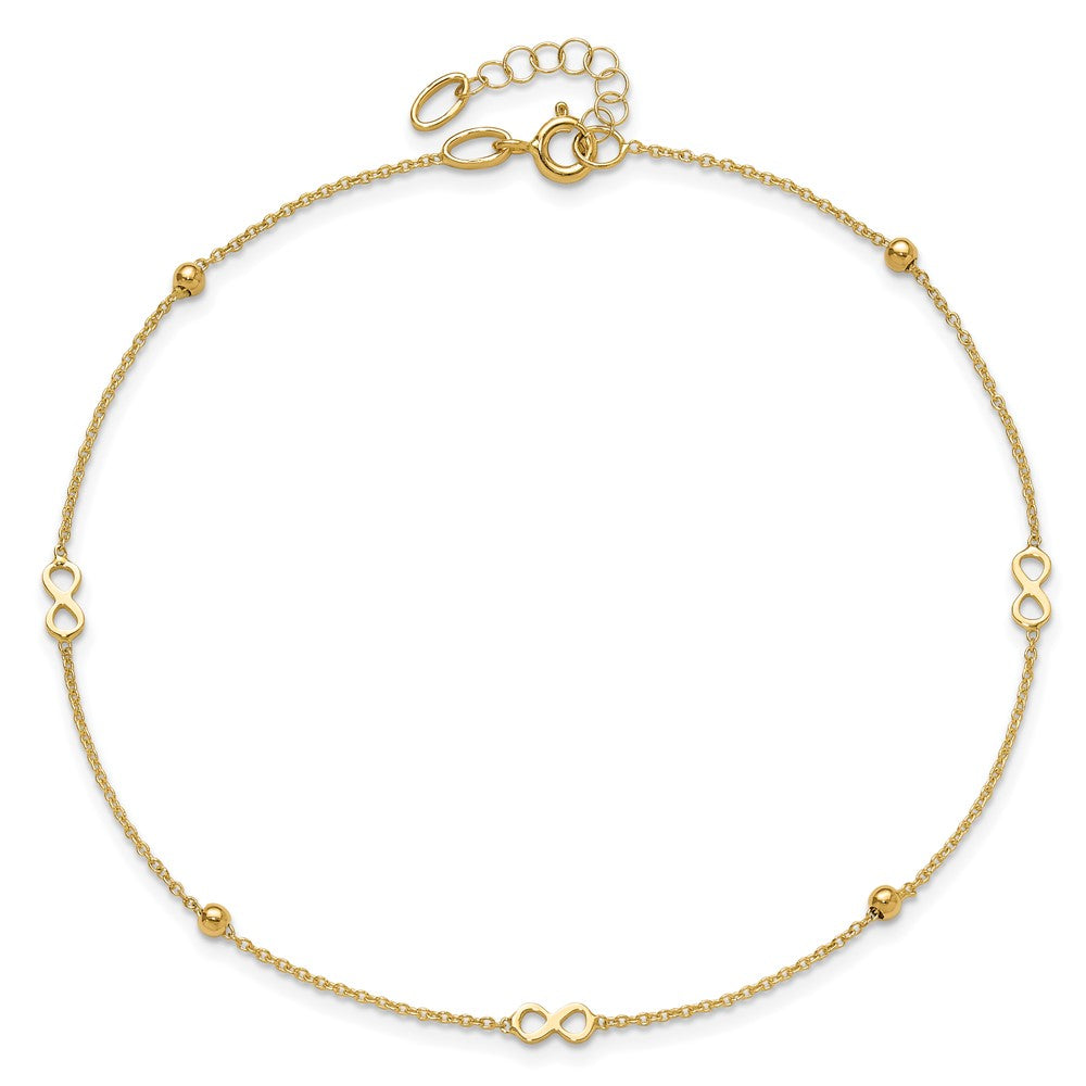 14K Polished Infinity 9in Plus 1in ext Anklet-ANK315-9