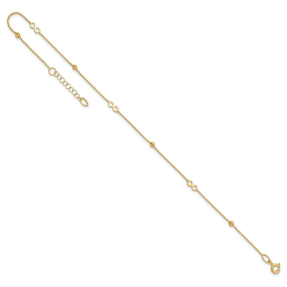 14K Polished Infinity 9in Plus 1in ext Anklet-ANK315-9