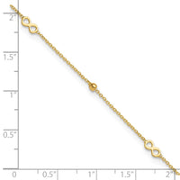 14K Polished Infinity 9in Plus 1in ext Anklet-ANK315-9
