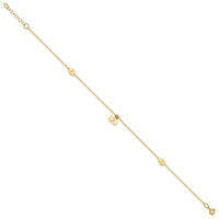 14K Star and Moon 9in Plus 1in ext Anklet-ANK319-9