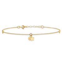 14K Star and Moon 9in Plus 1in ext Anklet-ANK319-9