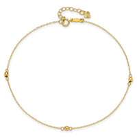 14K Mirror Beads 9in Plus 1in Ext Anklet-ANK326-9