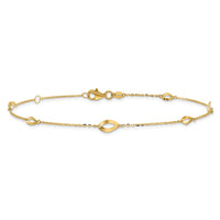 14k 6-Station Oval Link 9in Plus 1in Ext Anklet-ANK328-9