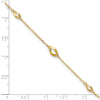 14k 6-Station Oval Link 9in Plus 1in Ext Anklet-ANK328-9