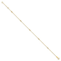 14K Polished CZ 5 Station 9in with 1 in ext. Anklet-ANK329-9