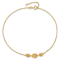 14K Polished Fancy Link 9in Plus 1 in ext. Anklet-ANK332-9