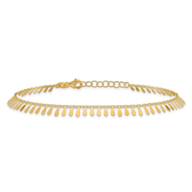 14K Polished Fancy 9in Plus 1 in ext. Anklet-ANK333-9