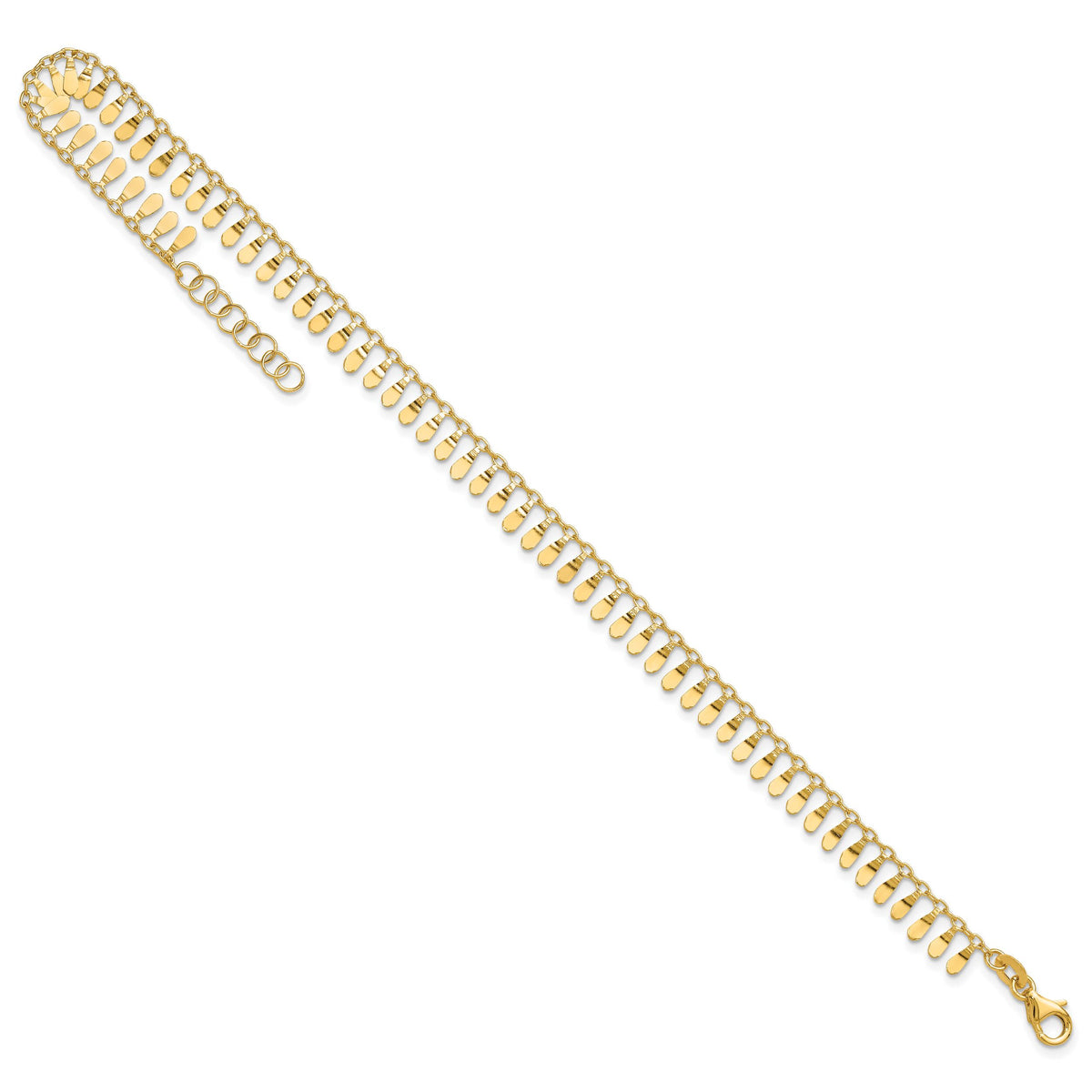 14K Polished Fancy 9in Plus 1 in ext. Anklet-ANK333-9