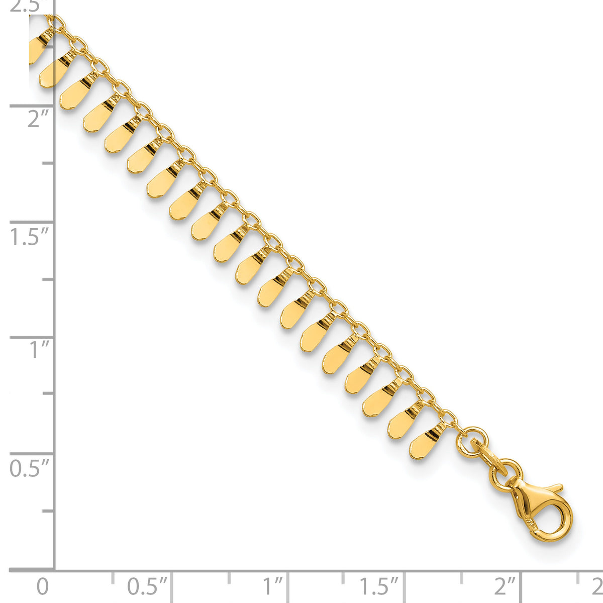14K Polished Fancy 9in Plus 1 in ext. Anklet-ANK333-9