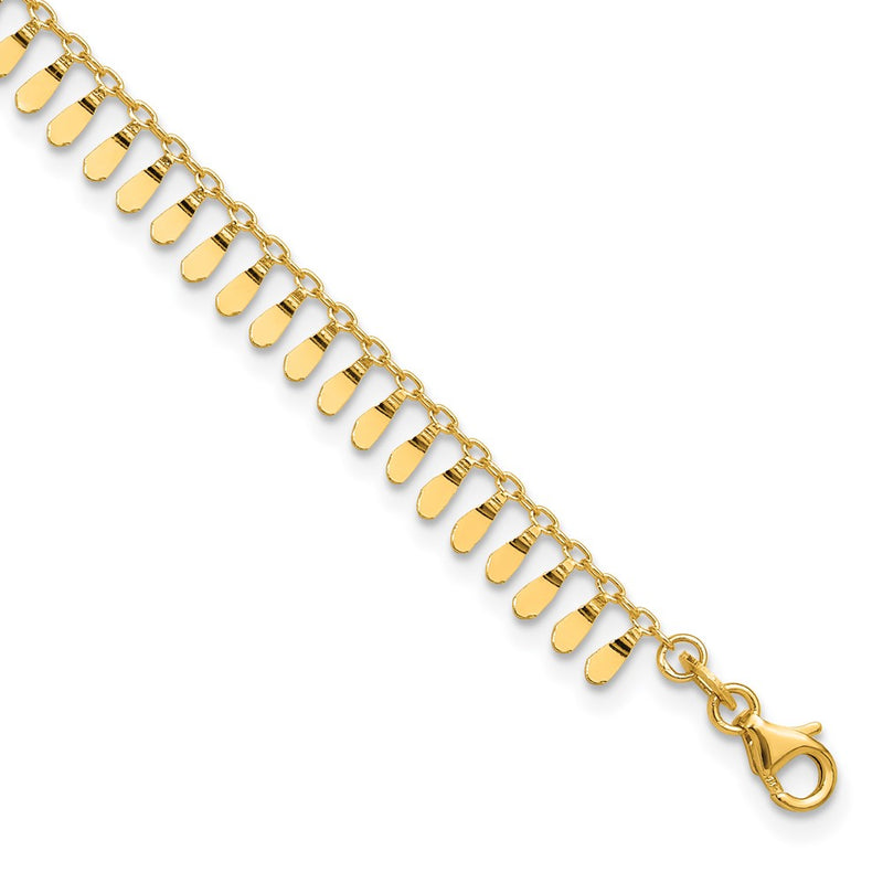 14K Polished Fancy 9in Plus 1 in ext. Anklet-ANK333-9